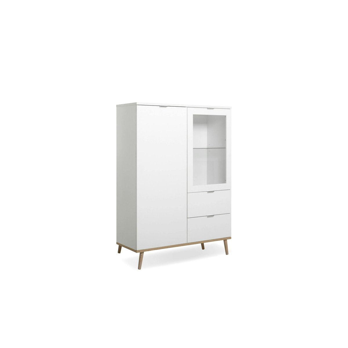 Buffet vaisselier blanc vitré 2 tiroirs ALVA blanc, PIER IMPORT