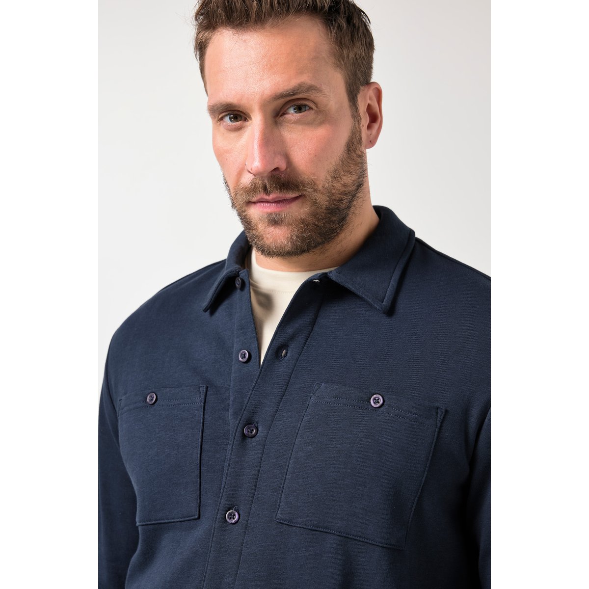 Chemise/surchemise, col Kent bleu marine, JP1880
