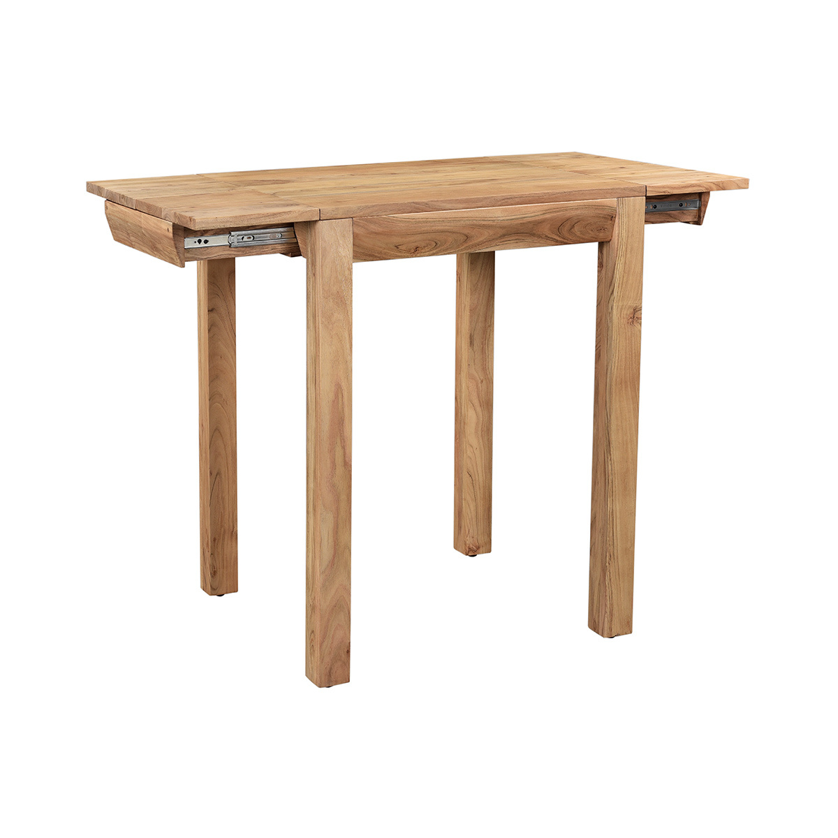 Table de bar haute extensible carrée en bois massif L80-135 cm BALTO naturel, MILIBOO