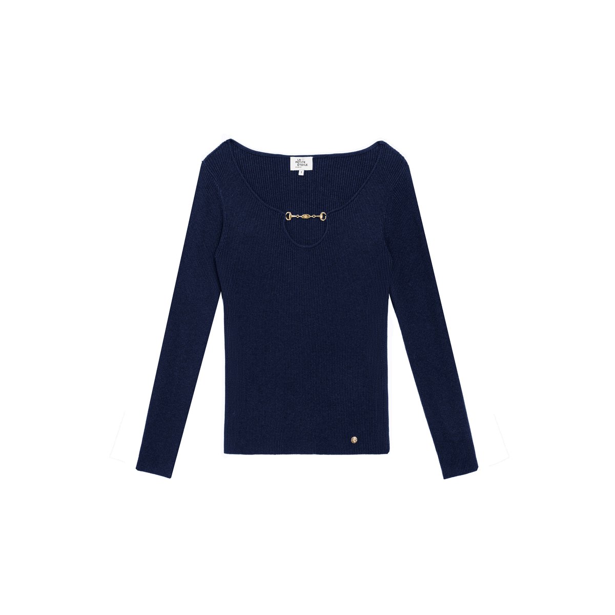 Pull col rond uni MOYA 25-marine, LA PETITE ETOILE