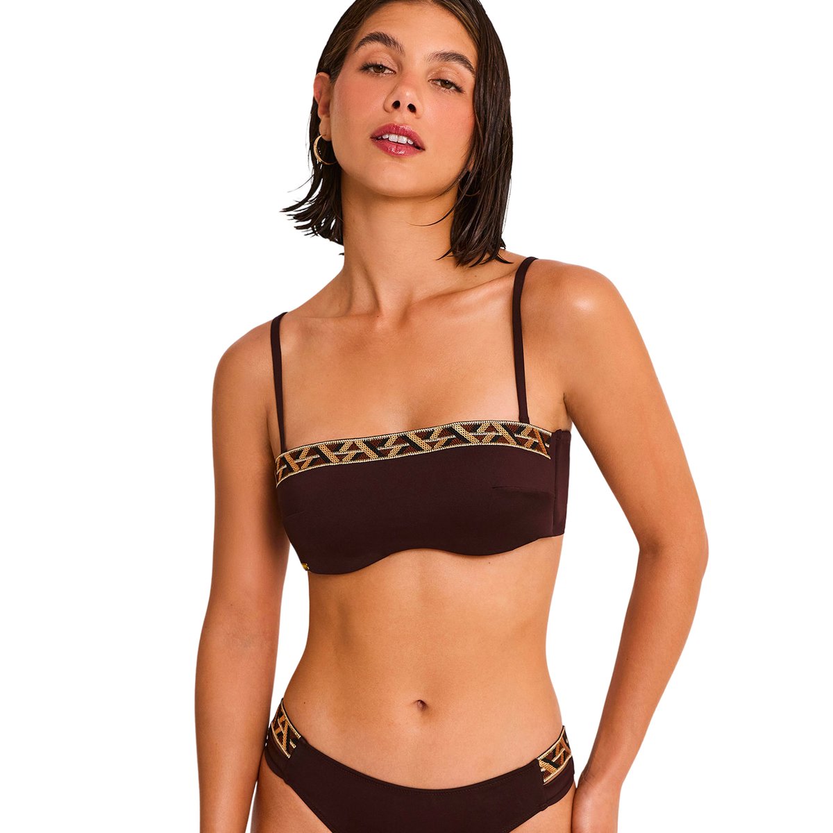 Haut maillot de bain bandeau DUNA marron, SELMARK MARE