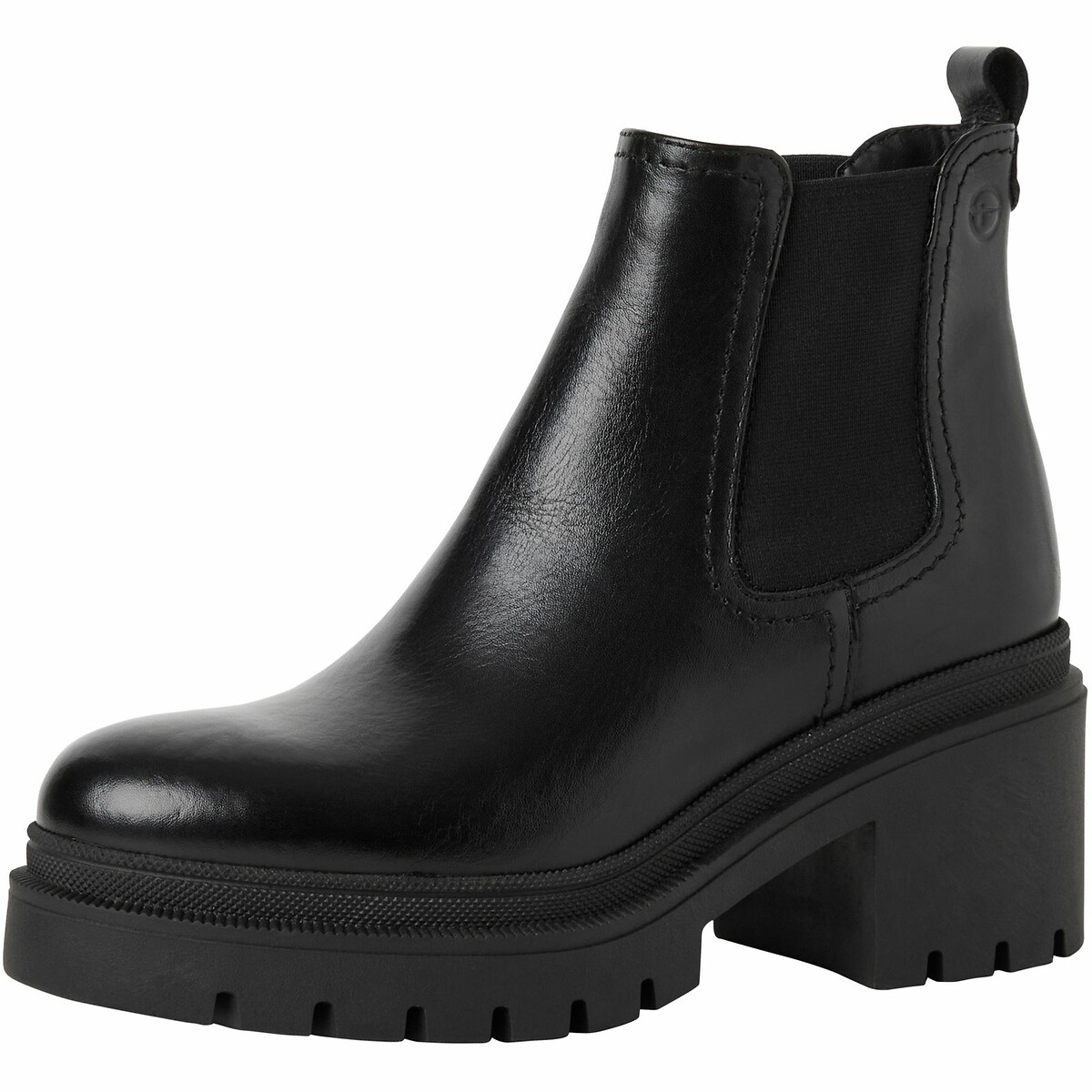 Boots chunky en cuir noir, TAMARIS