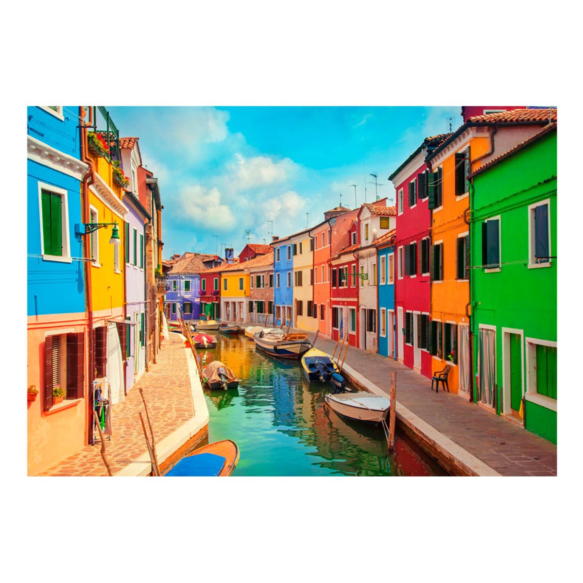 Papier peint intissé panoramique Ville et Architecture Colorful Canal in Burano bleu, EDEN