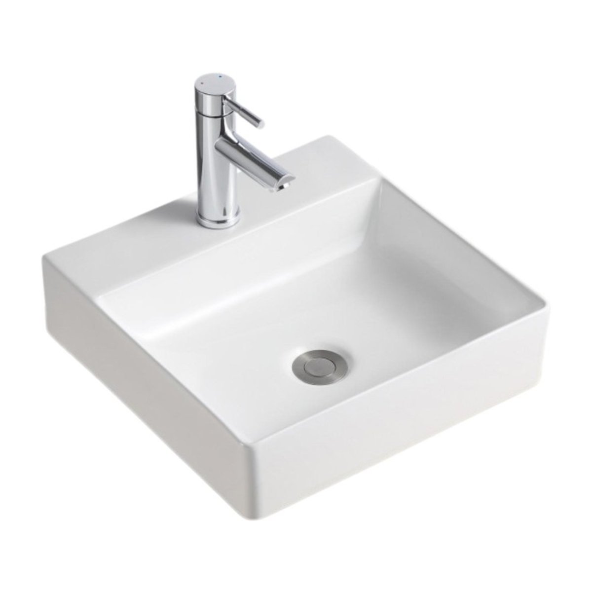 Vasque à poser carrée en céramique blanche 40cm NAO blanc, MOB IN