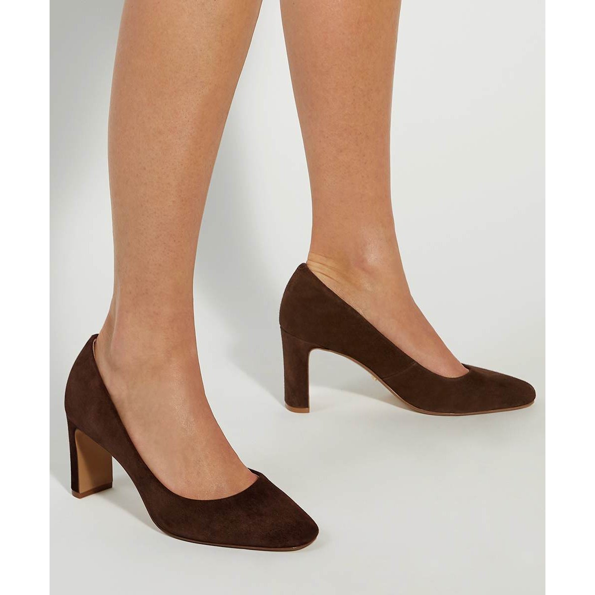 Escarpins à talons carrés hauts coupe large - Wide Fit ARRIVING brown-suede, DUNE LONDON