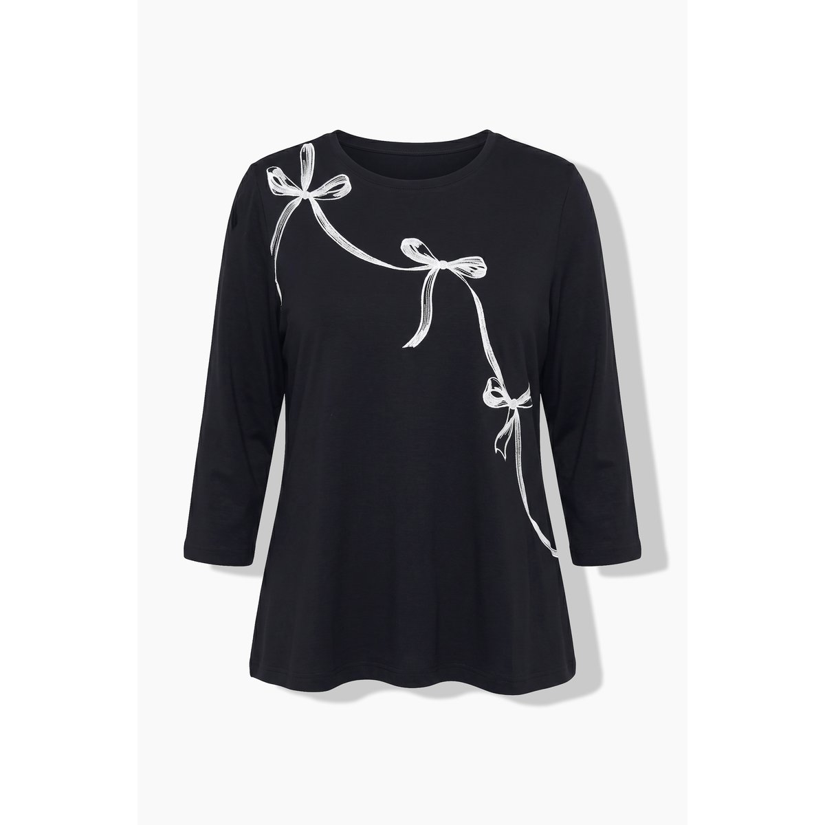 T-shirt avec nœuds noir, ULLA POPKEN