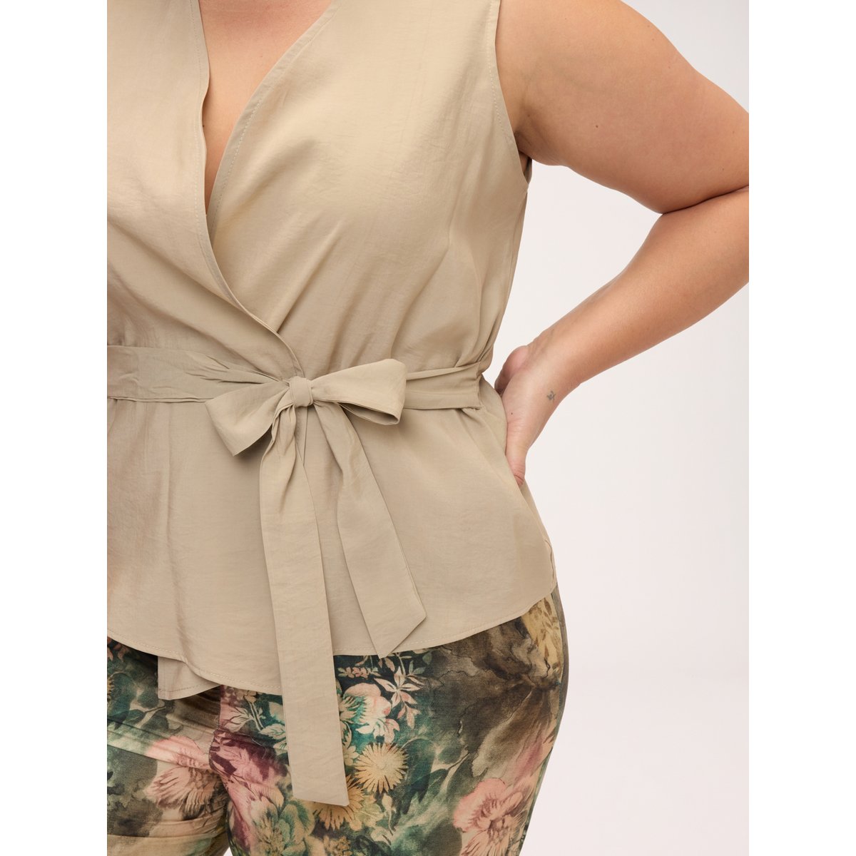 Gilet en tencel beige, FIORELLA RUBINO