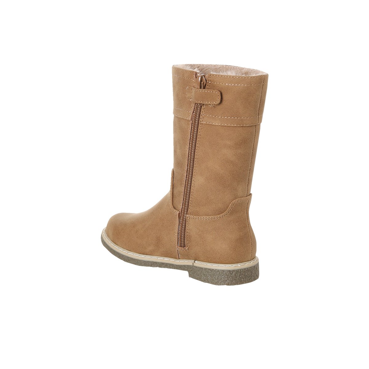 Bottes synthétique fourrées zippées camel, VERTBAUDET
