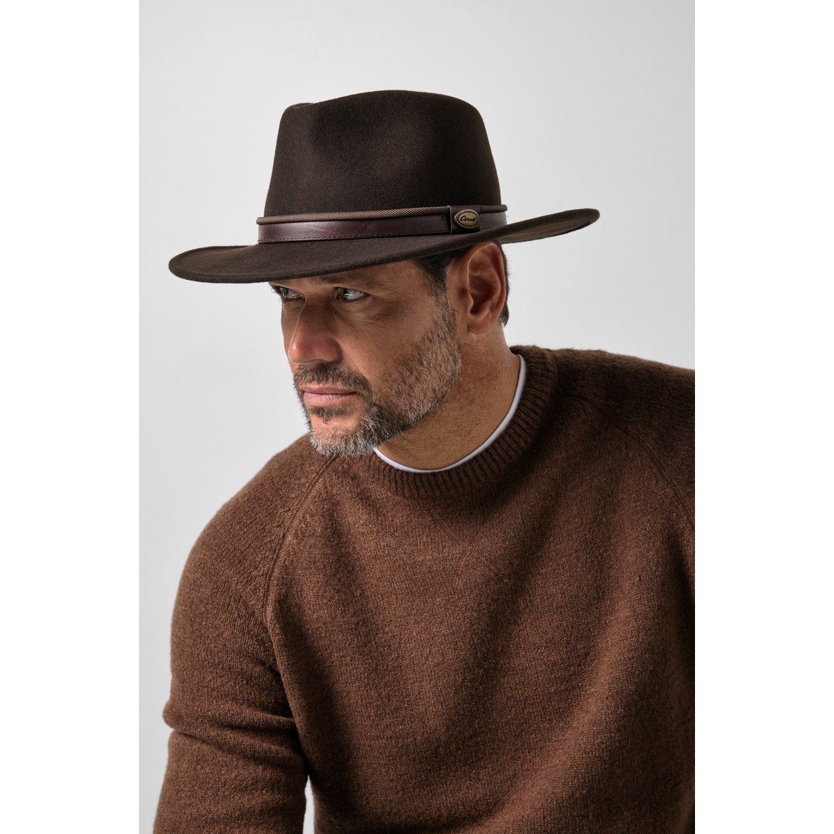 Chapeau en laine, pure laine marron foncé, JP1880