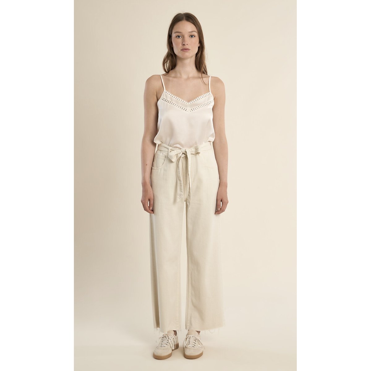 Belted Straight Trousers white, MOLLY BRACKEN