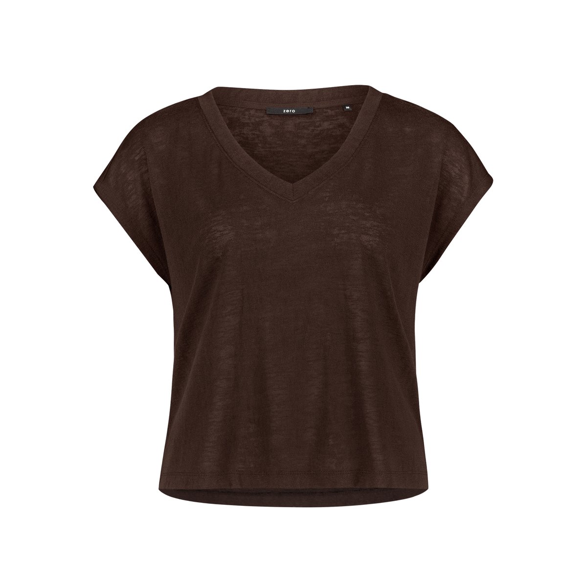 T-shirt à manches courtes à encolure en v chocolate plum, ZERO