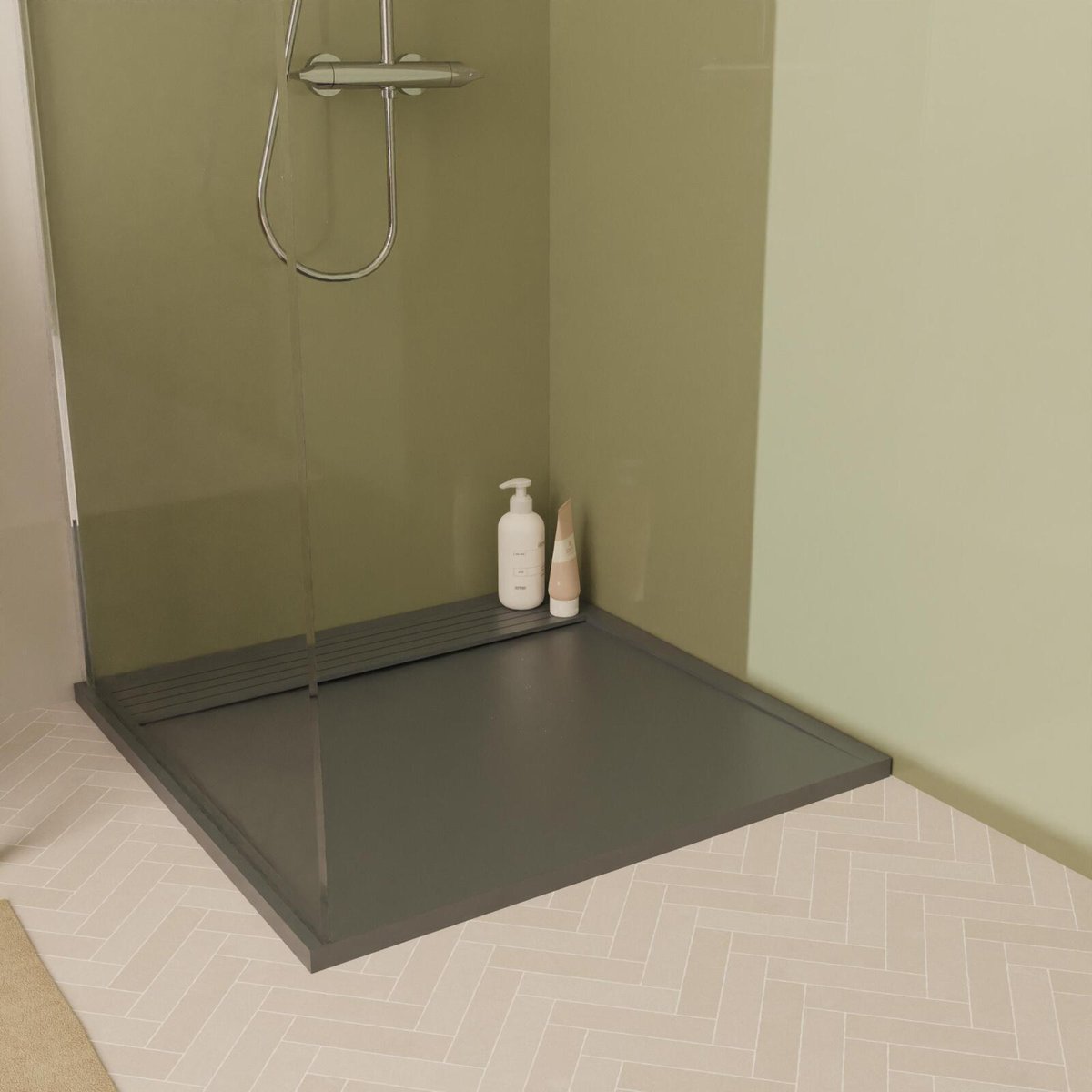 Receveur de douche en béton extra-plat JOSEPH gris, MOB IN