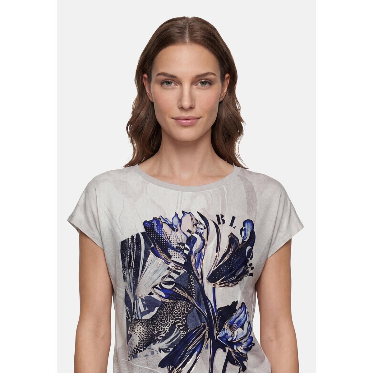 Haut casual à cordon coulissant sous tunnel beige/dark blue, BETTY BARCLAY