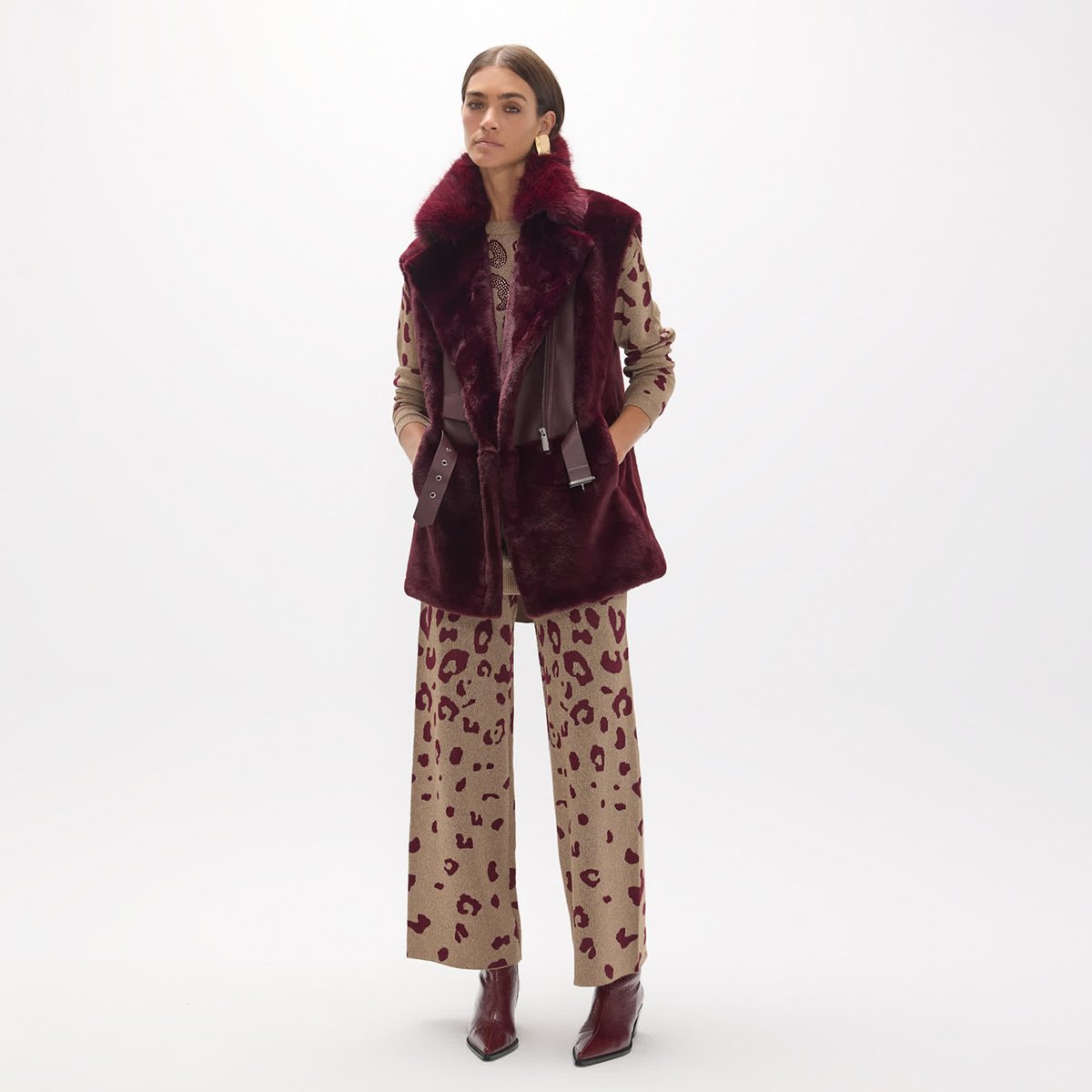 Pantalon jacquard imprimé léopard beige, LOLA CASADEMUNT