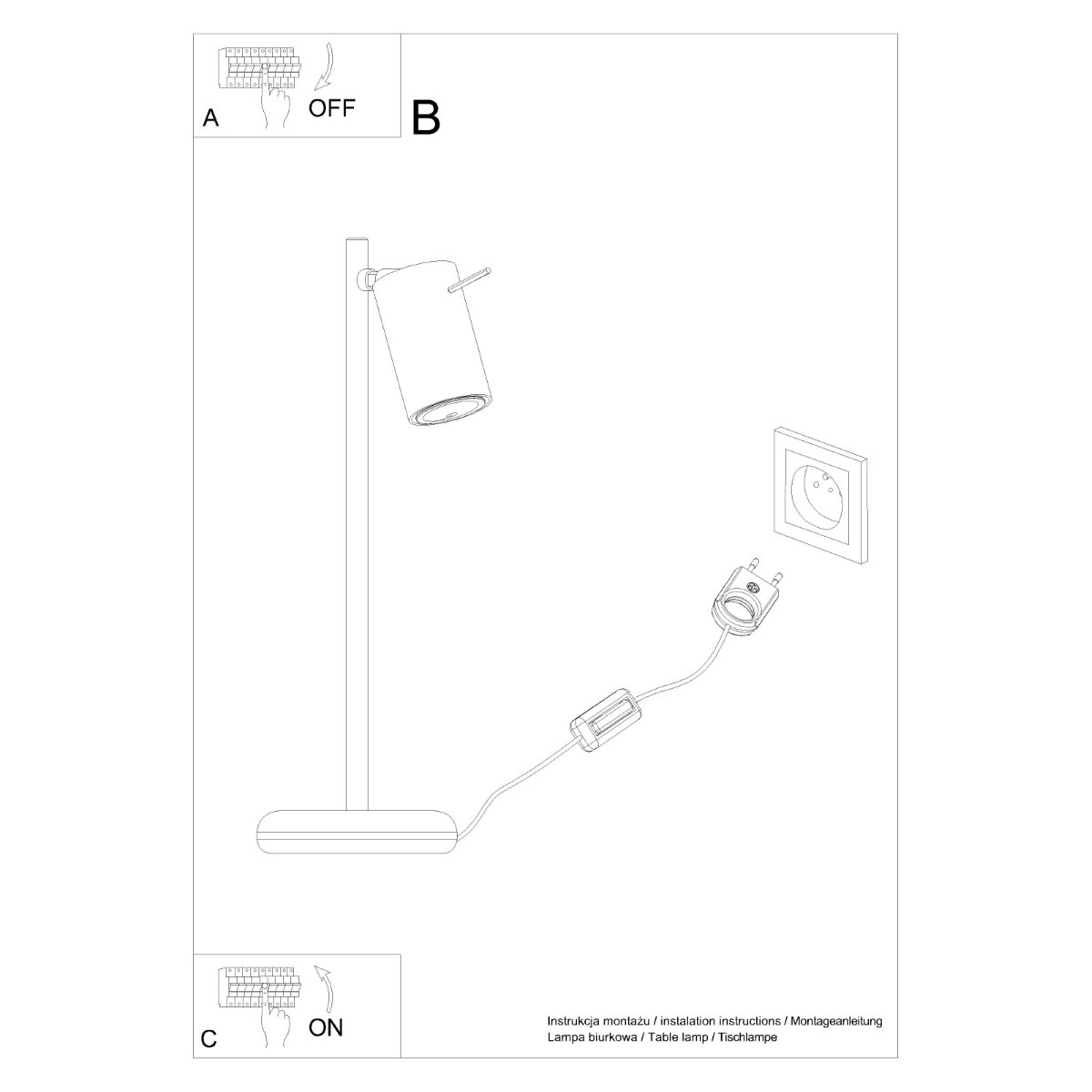 Lampe à poser Acier Noir GU10 1 Ring noir, EDEN