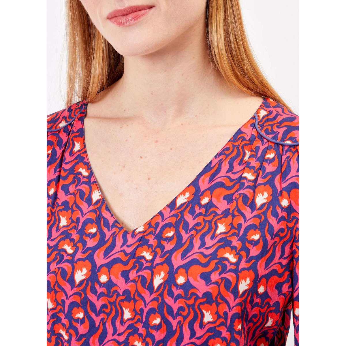 Robe imprimée ajustée doublée TINOU rose tulip, PRINCESSE NOMADE