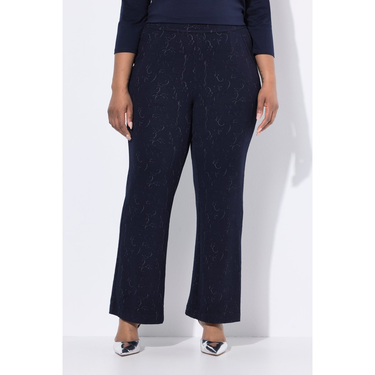 Pantalon en jersey motif jacquard marine foncé, ULLA POPKEN