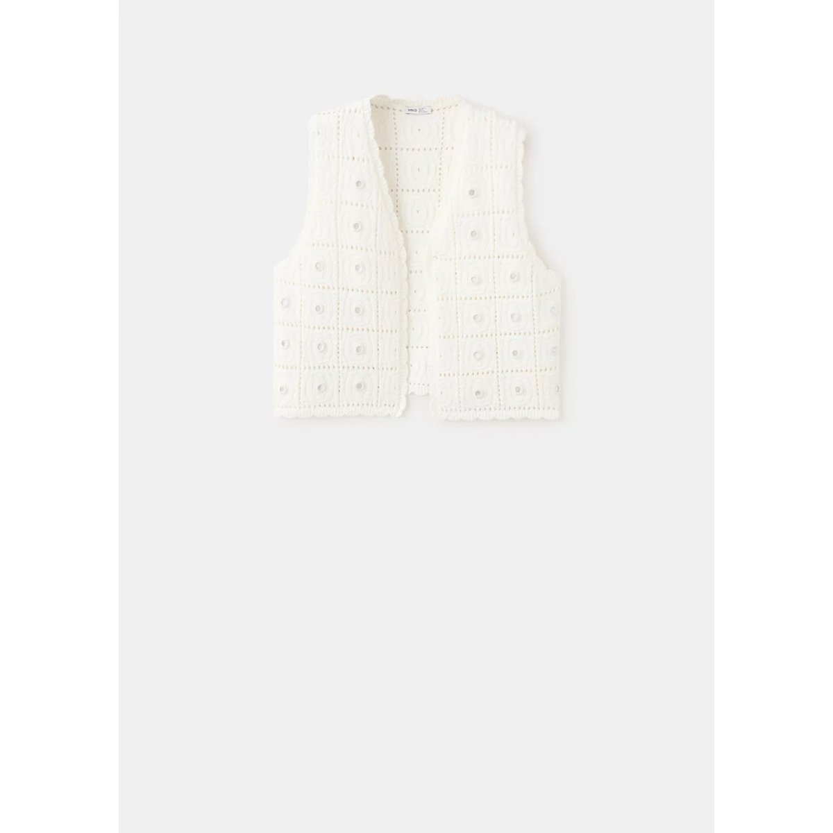 Gilet maille ajourée blanc, MANGO TEEN