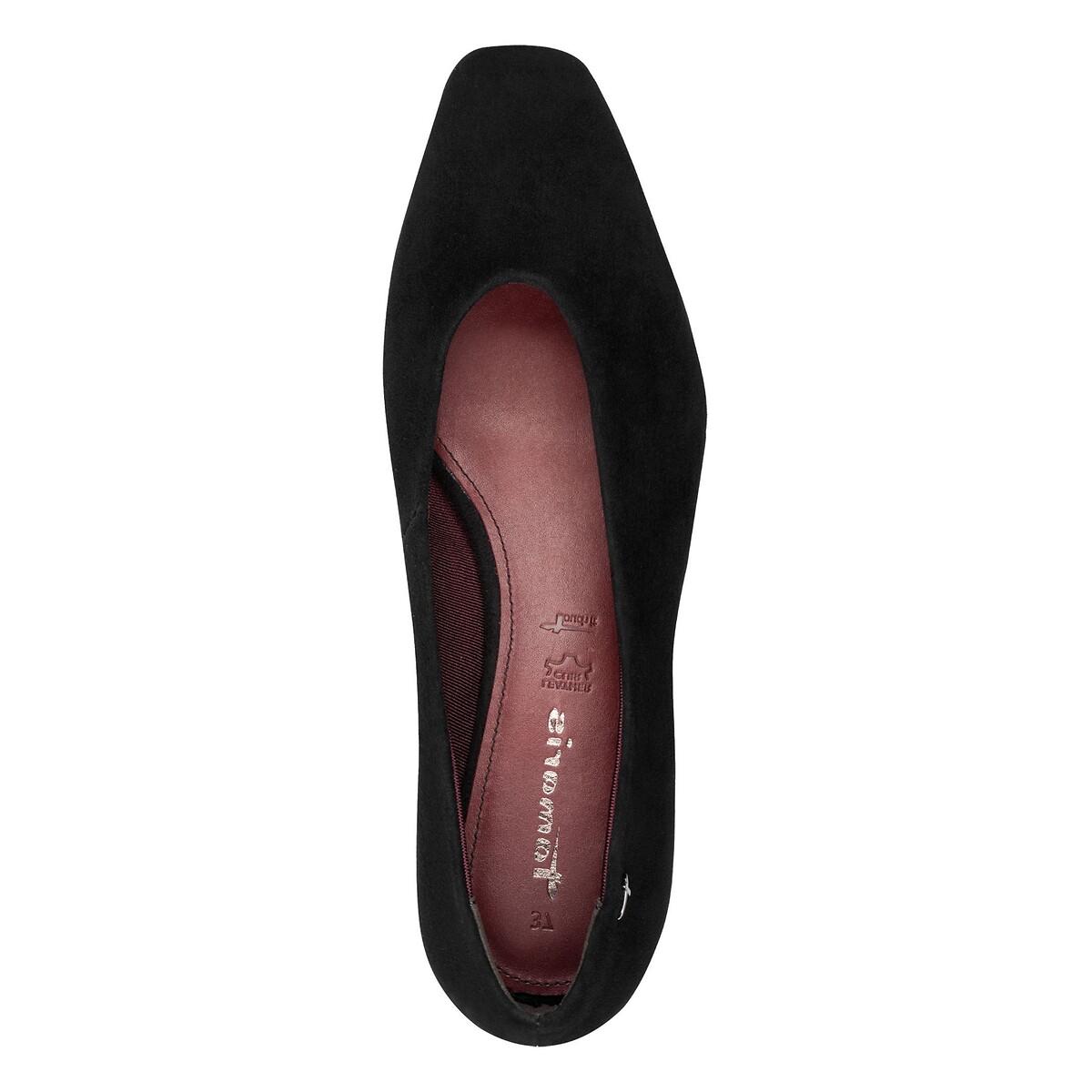 Ballerines en cuir suède, bout amande noir, TAMARIS