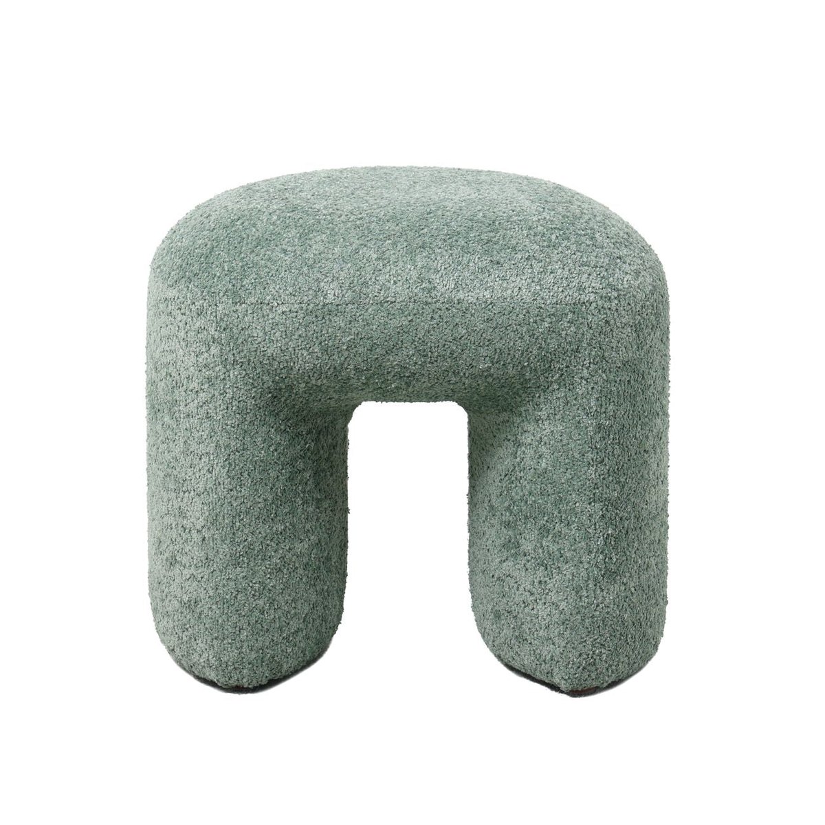 Pouf en tissu aspect peluche rase vert d'eau, ZAGO