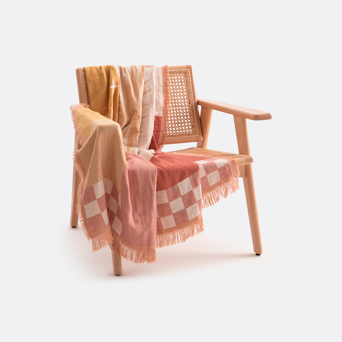 Plaid jacquard frangé, Santorin multicolore, LA REDOUTE INTERIEURS