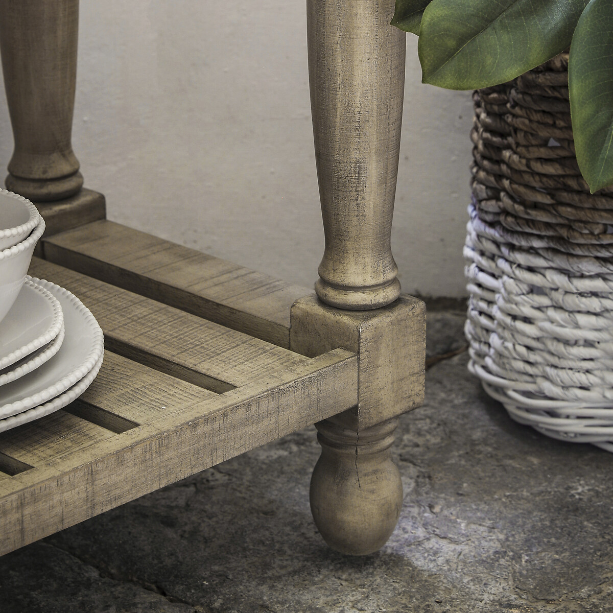 Vinton Marble and American Pine 2 Drawer Console Table natural, ÉDITÉ