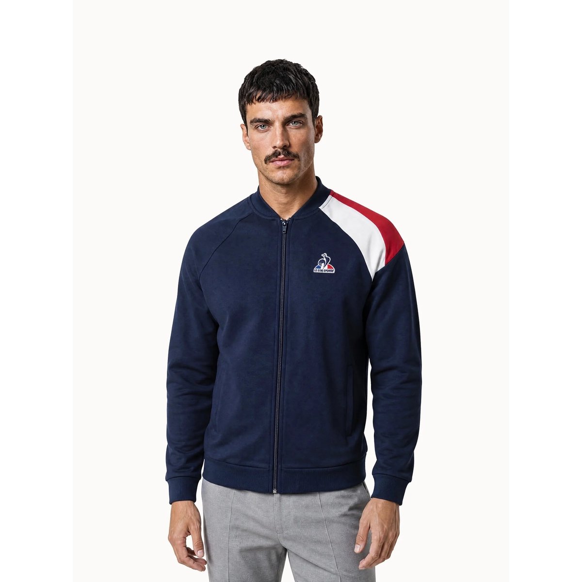 Sweat zippé Tricolore bleu, LE COQ SPORTIF
