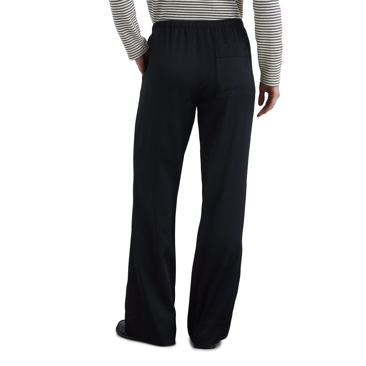 Pantalon en satin relaxed en viscose stretch fluide bleu foncé, MARC O'POLO