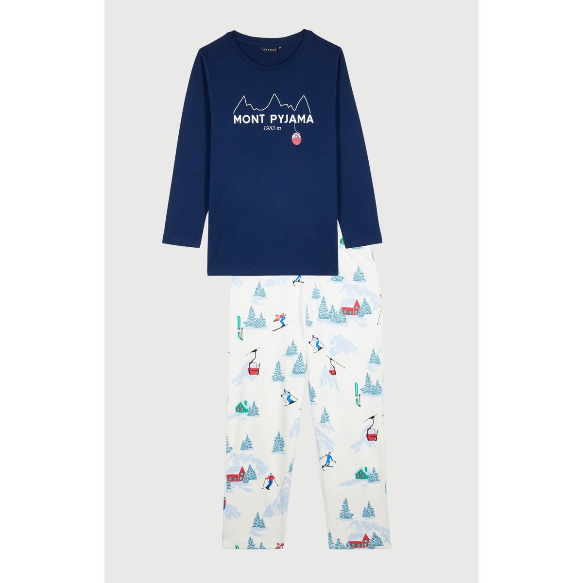 Pyjama enfant en jersey de coton épais imprimé Rêves au sommet blanc, ARTHUR