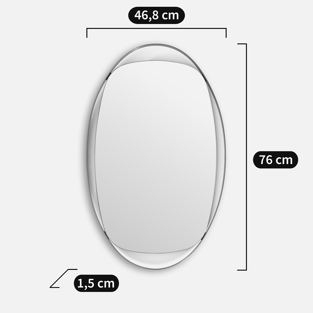 Miroir ovale en inox brossé, hauteur 76 cm, AVOLA champagne, AM.PM