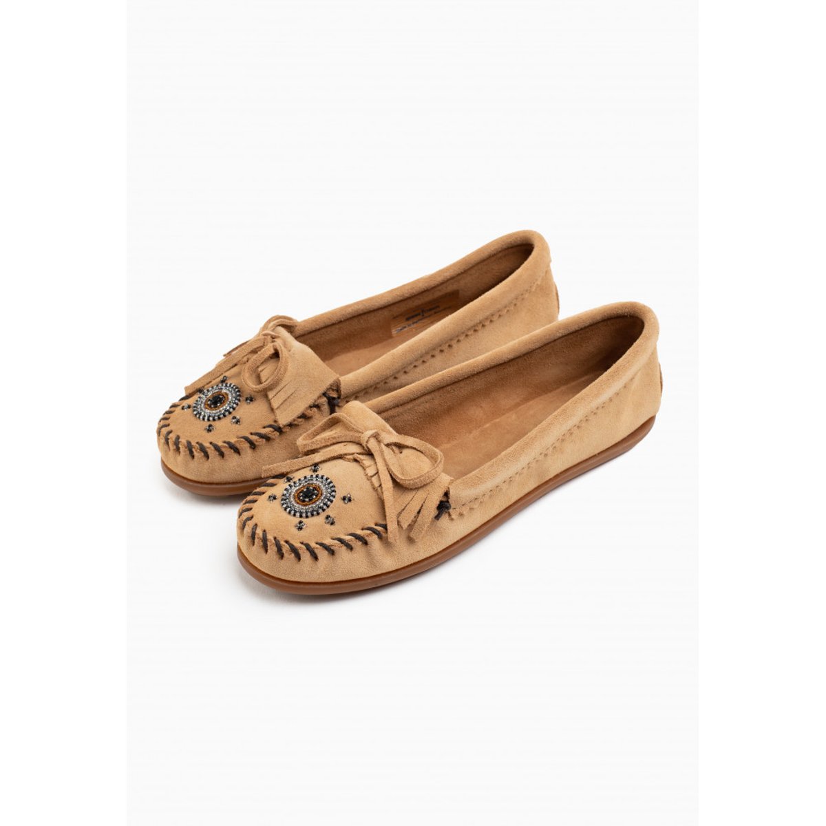 Mocassins en cuir suede ME TO WE taupe, MINNETONKA