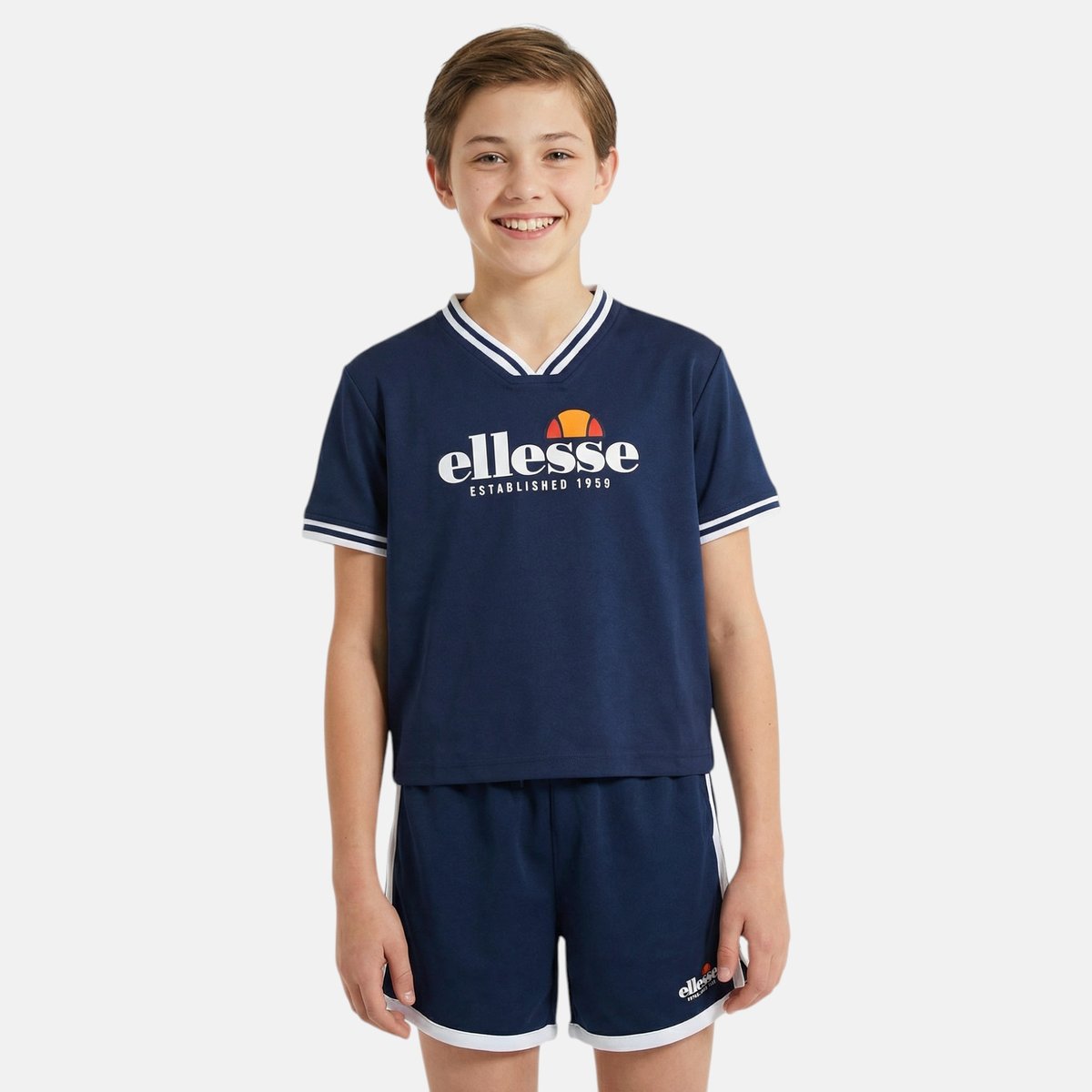 Ensemble t-shirt manches courtes et short TENNIS bleu marine, ELLESSE