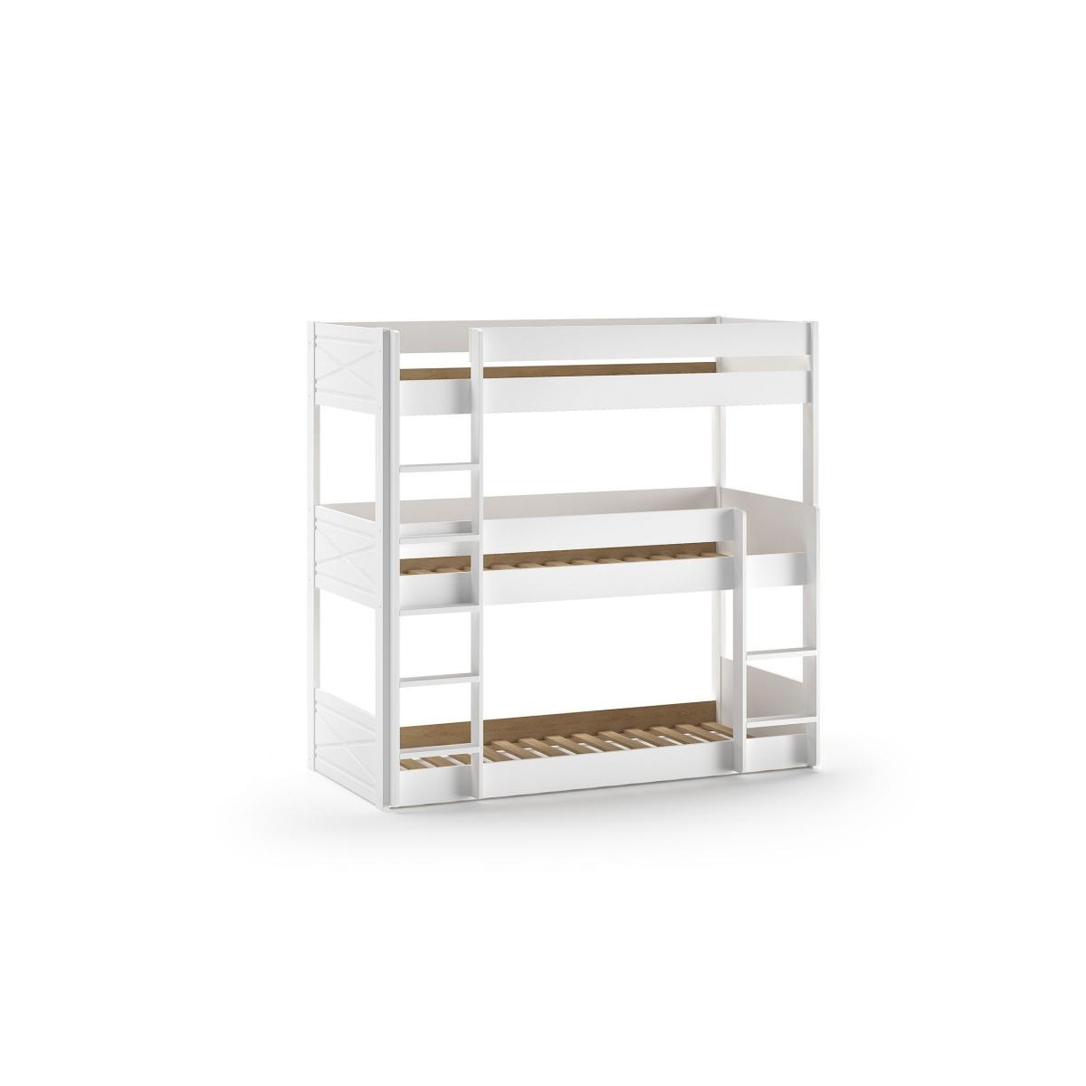 Lit triple SCOTT 90x200 CM - Blanc couleur unique, VIPACK