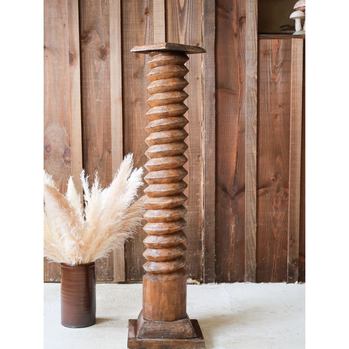 Colonne en chêne sculpté Hanna N°794 - Bon état bois foncé, DEBONGOUT