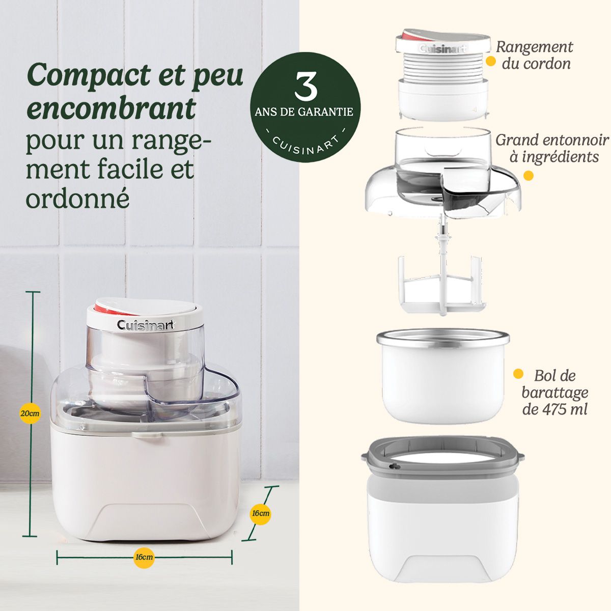 Sorbetière ICEM10E couleur unique, CUISINART