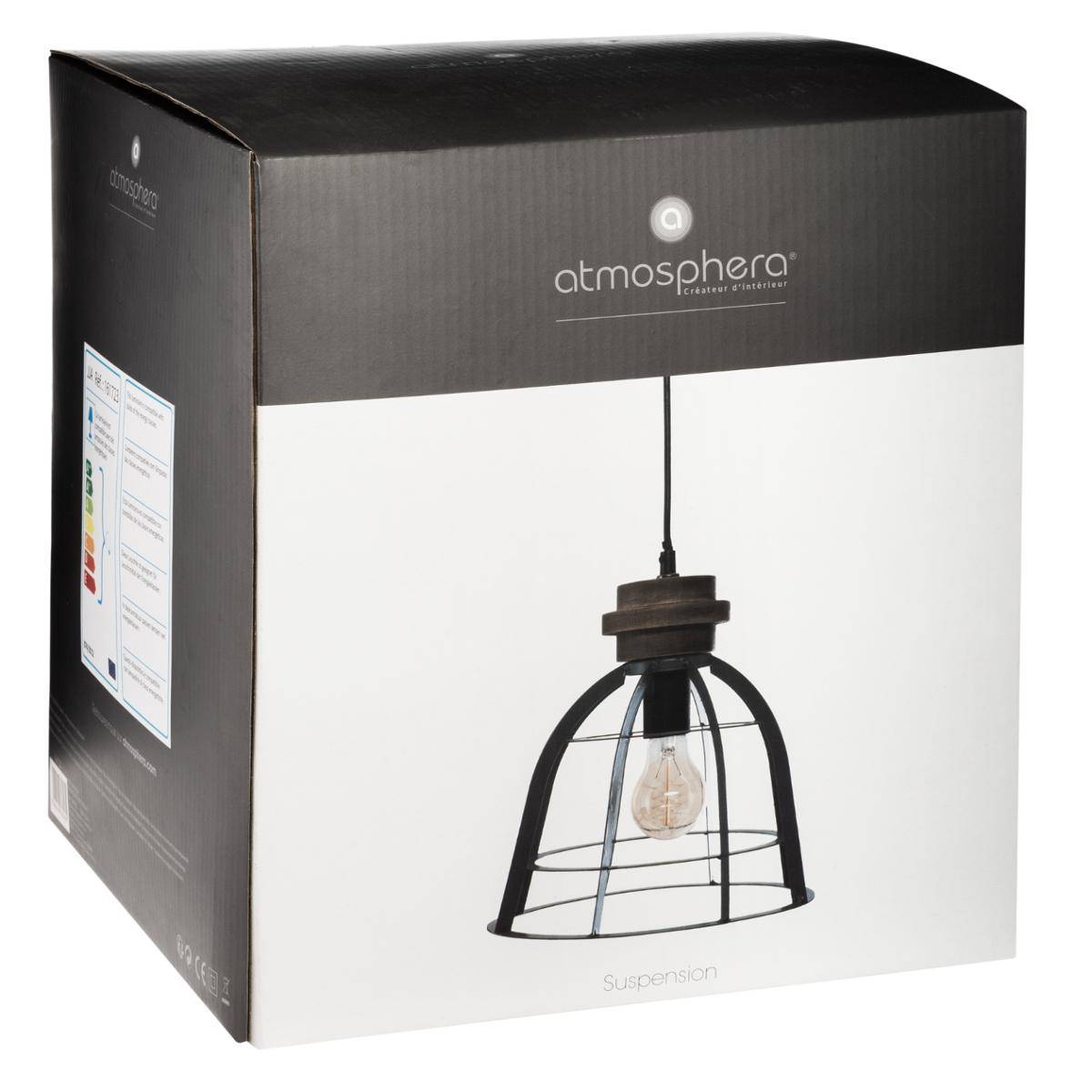 Suspension métal et bois BERRY gris, ATMOSPHERA