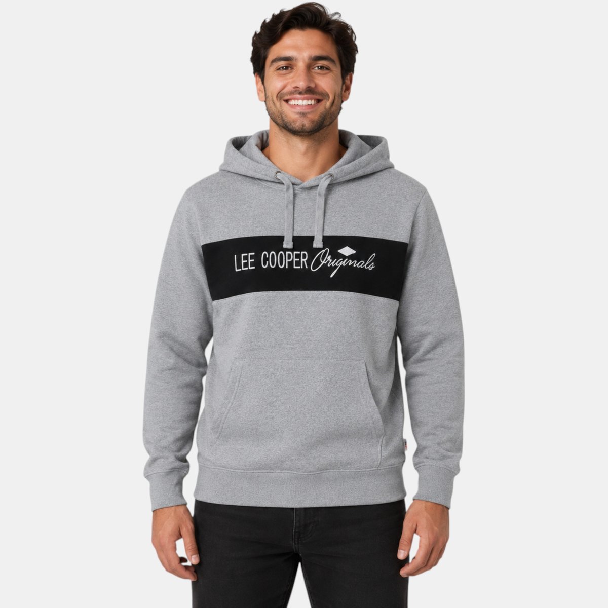 Sweat à capuche à cordon, poche kangourou DOWNTOWN gris, LEE COOPER
