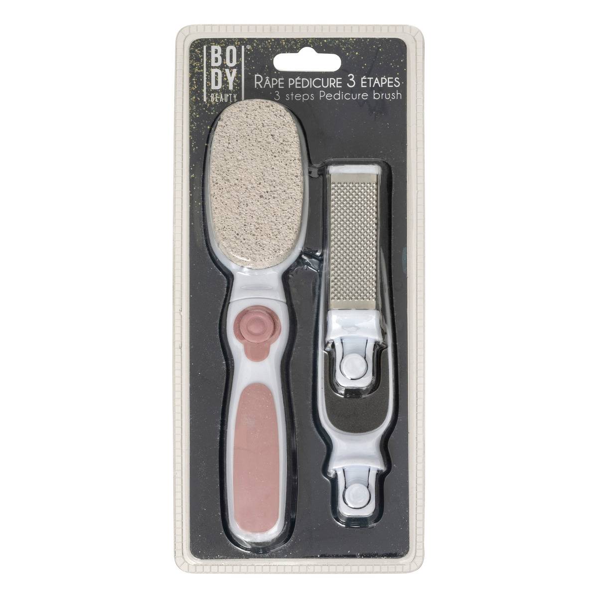 Brosse pédicure 3 têtes avec manche grey, 5FIVE SIMPLY SMART