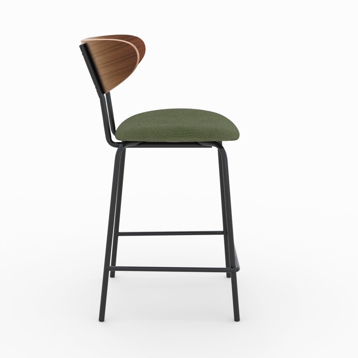 Lot de 2 chaises pour îlot central en velours côtelé 64.5 cm - JADE vert kaki, MAISON PAVANE