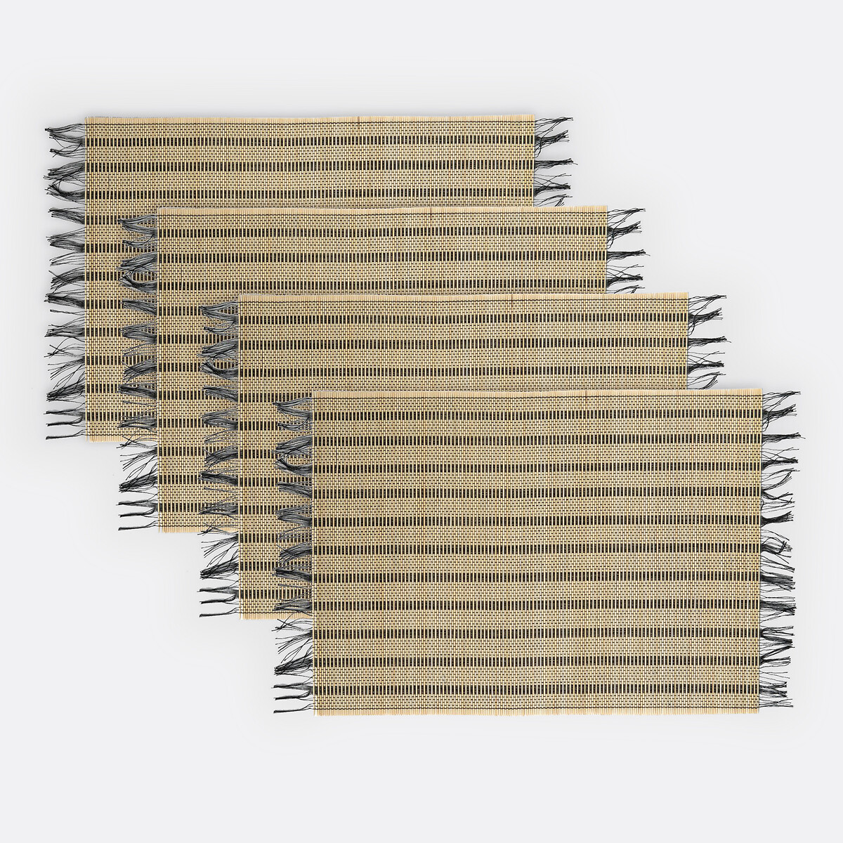 Lote de 4 manteles individuales con flecos, TYPHIA natural/negro, LA REDOUTE INTERIEURS