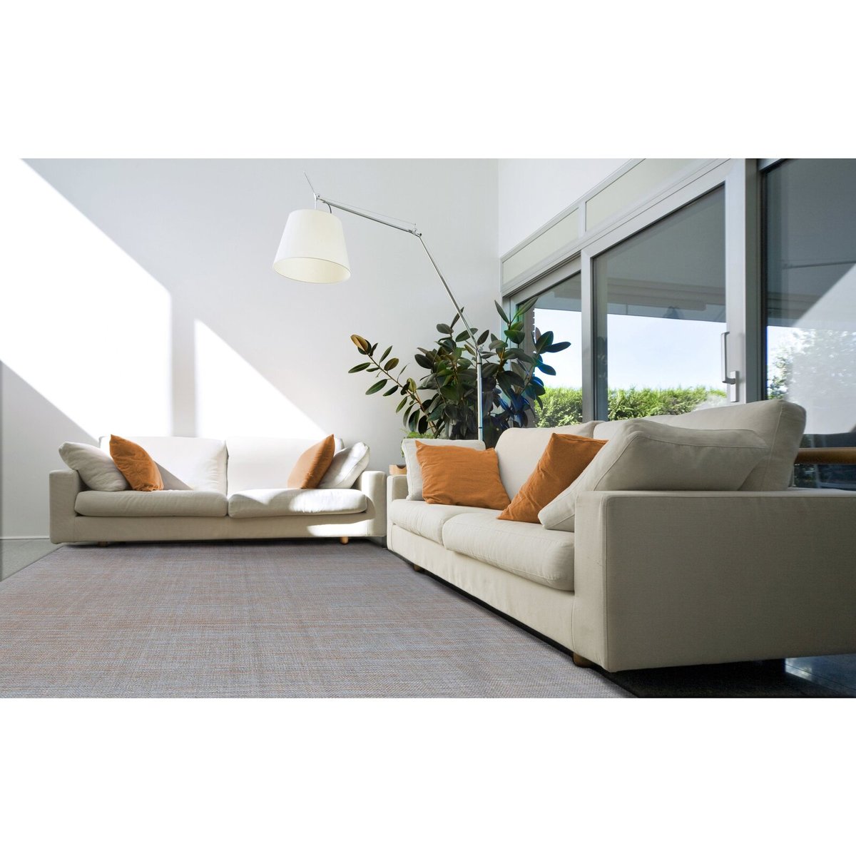 Tapis rectangulaire en laine HAMILTON gris, orange, RECOLLECTION