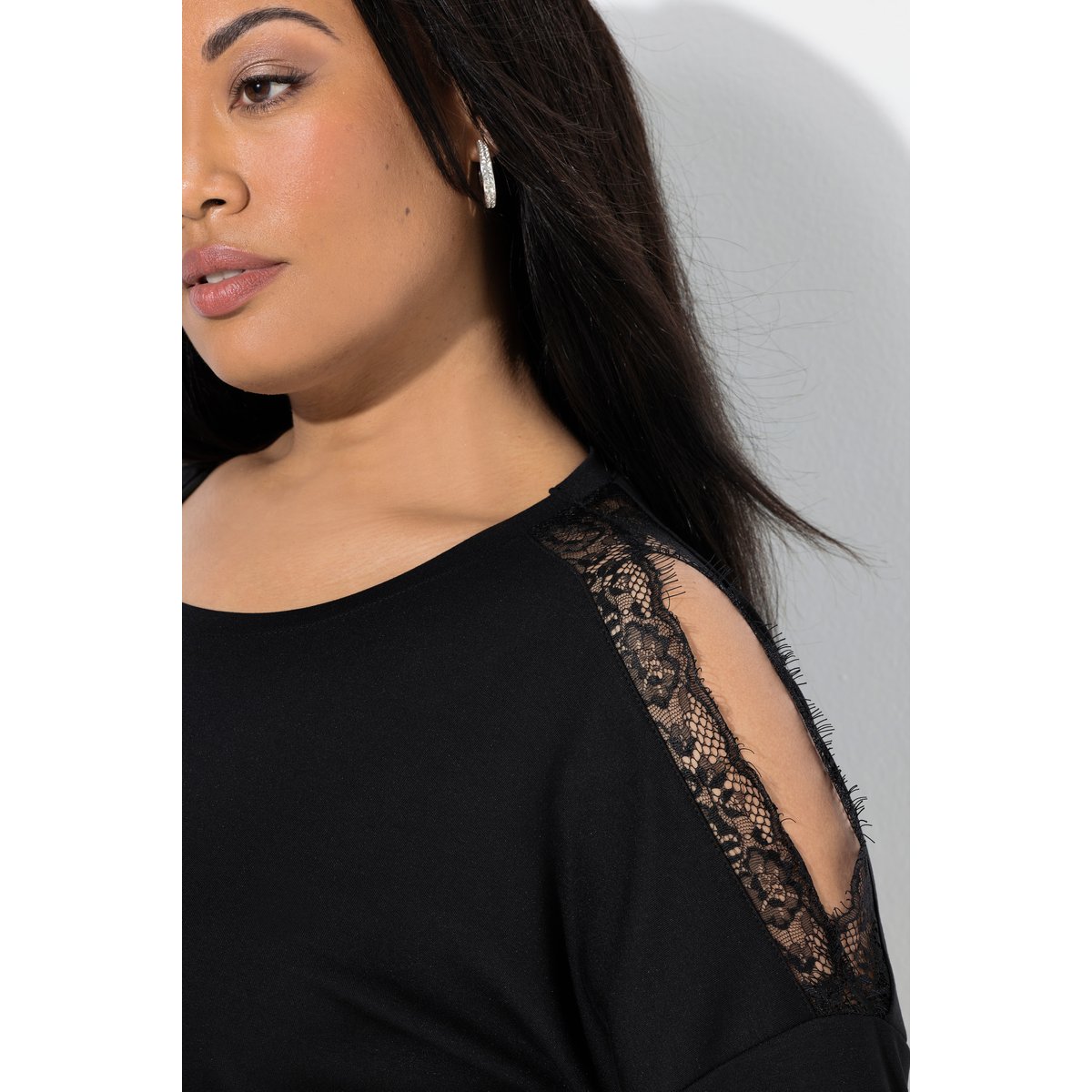 Sweat-shirt col rond et manches longues noir, ULLA POPKEN