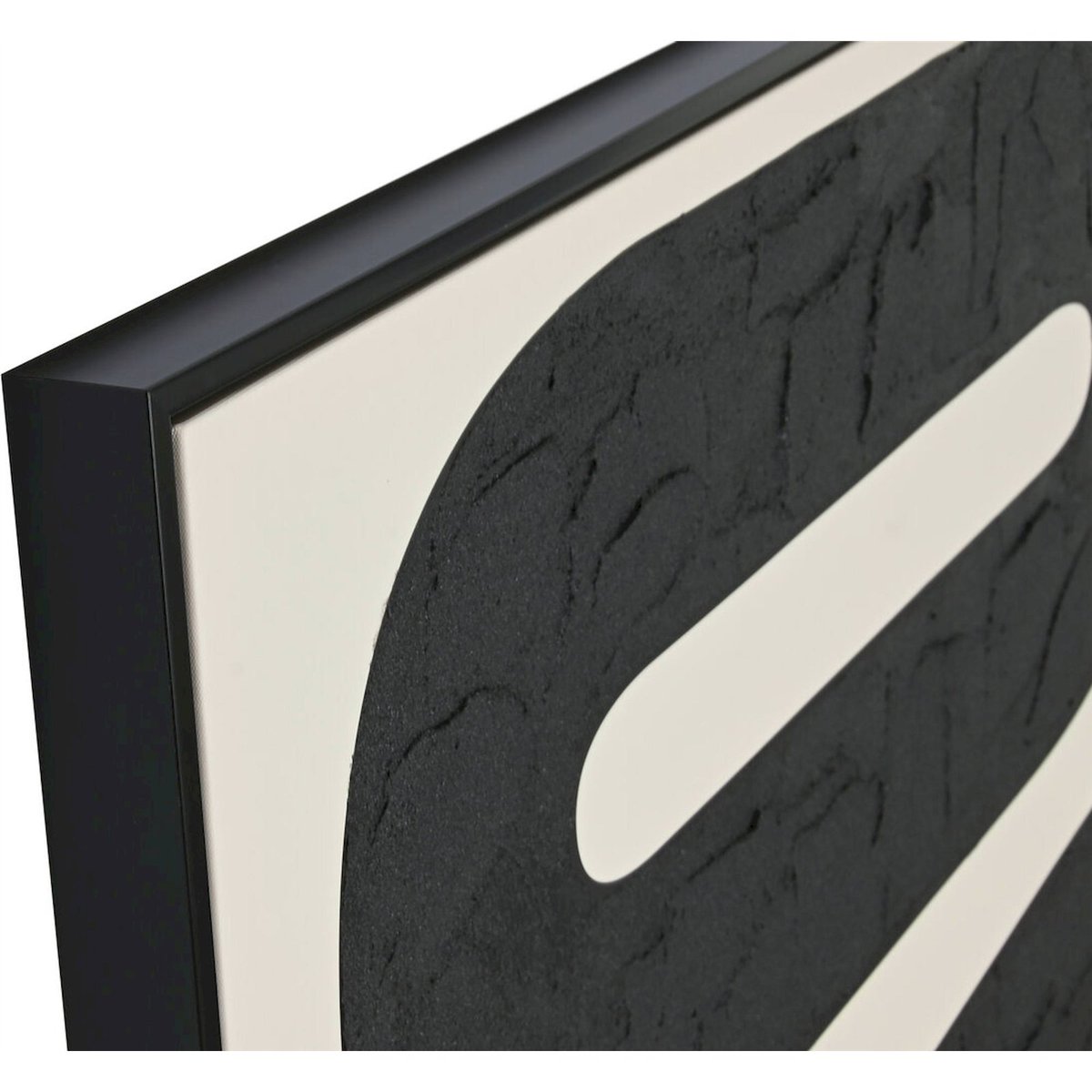 Tableau abstrait rectangulaire en toile Moderno noir profond et blanc éclatant, RECOLLECTION