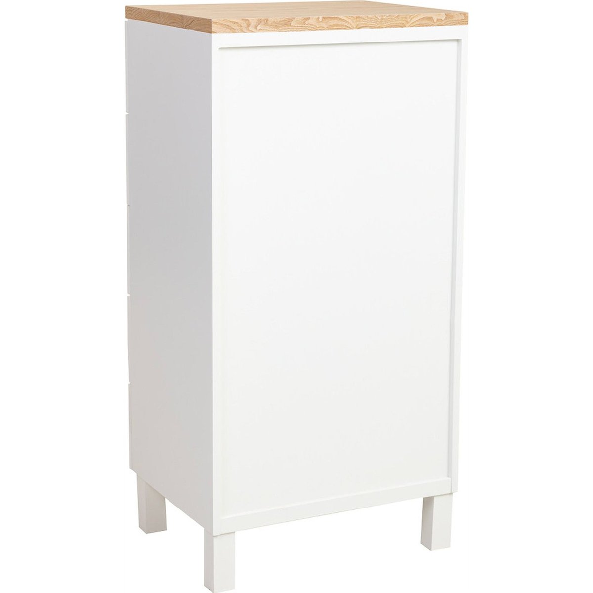 Chiffonnier en bois 5 tiroirs rectangulaire blanc et bois naturel, RECOLLECTION