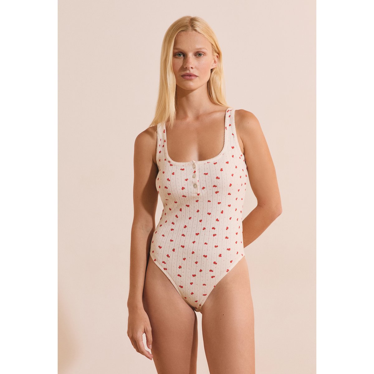 Body en coton en pointelle KATELL lin, ETAM