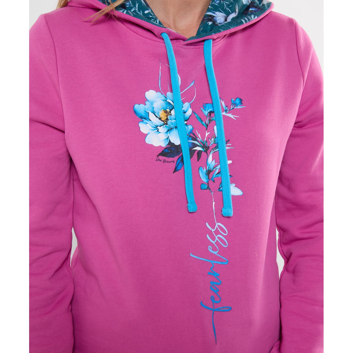Sweat à Capuche Imprimé Fleur à Tige Fearless rose, JOE BROWNS
