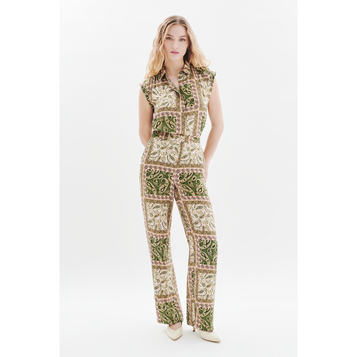 Pantalon fluide élégant PATOCHE vert kaki, CAROLL