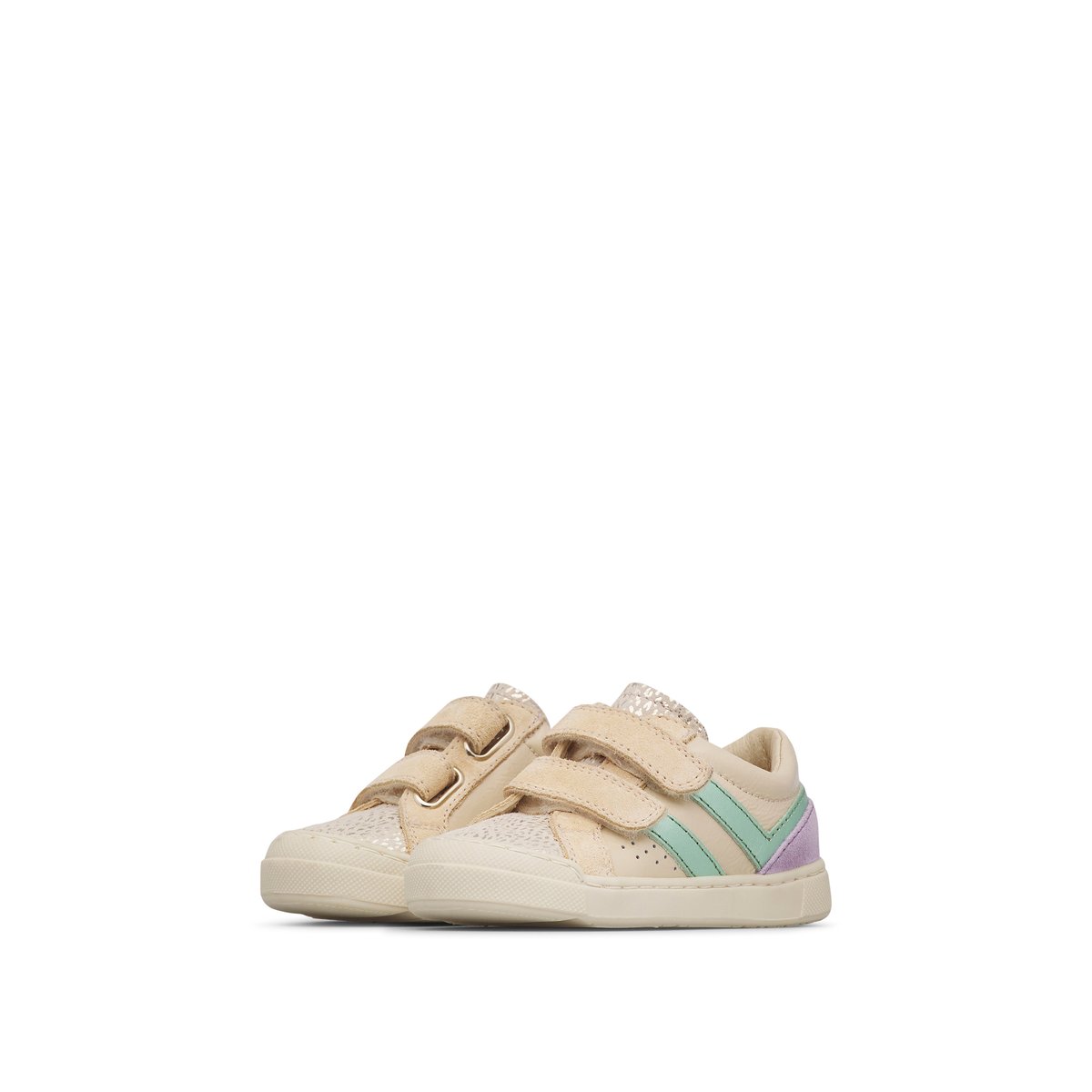 Baskets en cuir et en daim ZYLKA VL platine-blanc crème, NATURINO
