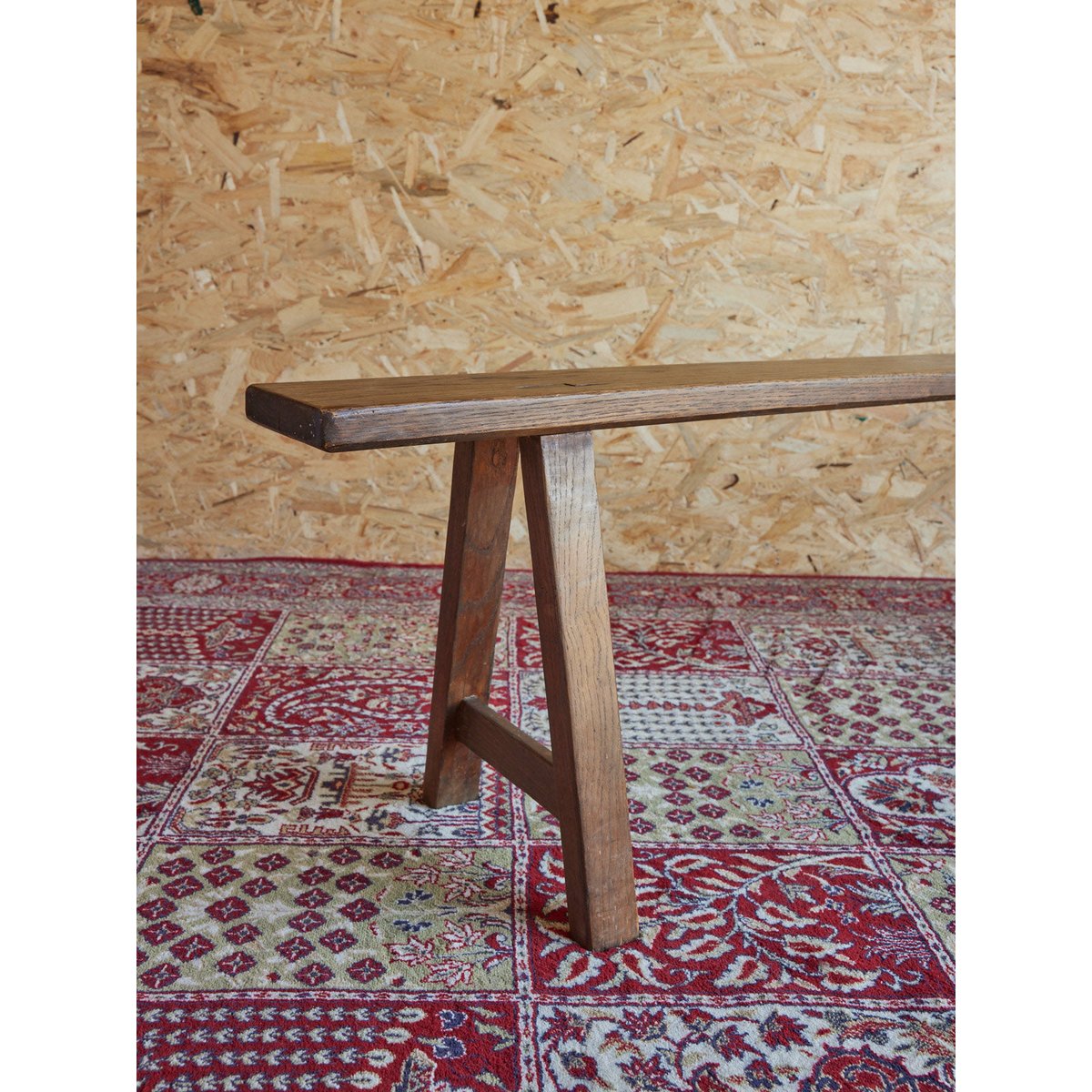 Banc de ferme en bois Antoine N°427 - Bon état bois clair, DEBONGOUT