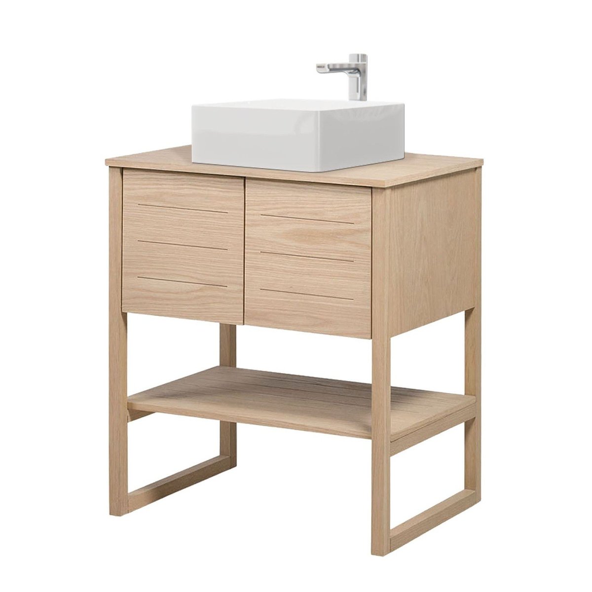 Meuble simple +vasque ATOLL bois clair, MOB IN